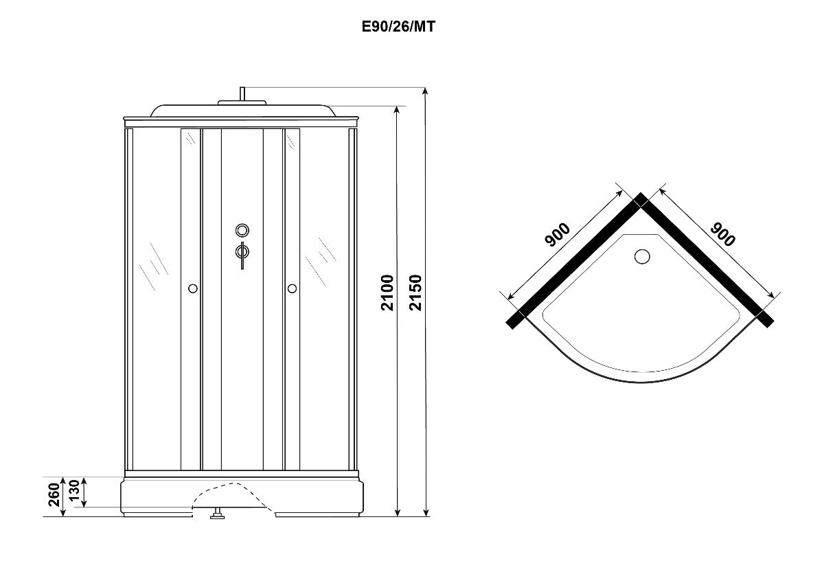 Душевая кабина Niagara Eco E90/26/MT 90x90 стекло матовое, без г/м