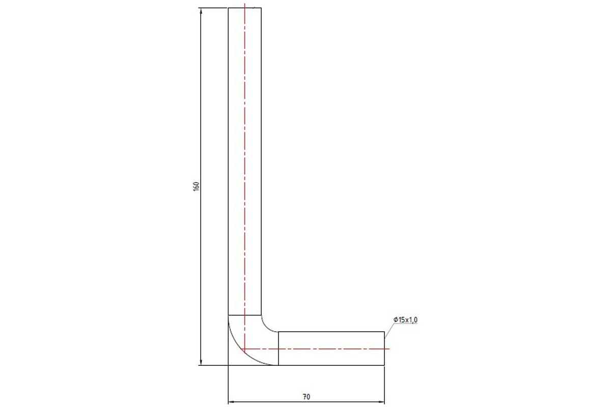 Отвод 90° из нержавеющей стали (15 мм; 70х160 мм) Valtec VTi.960.I.150760