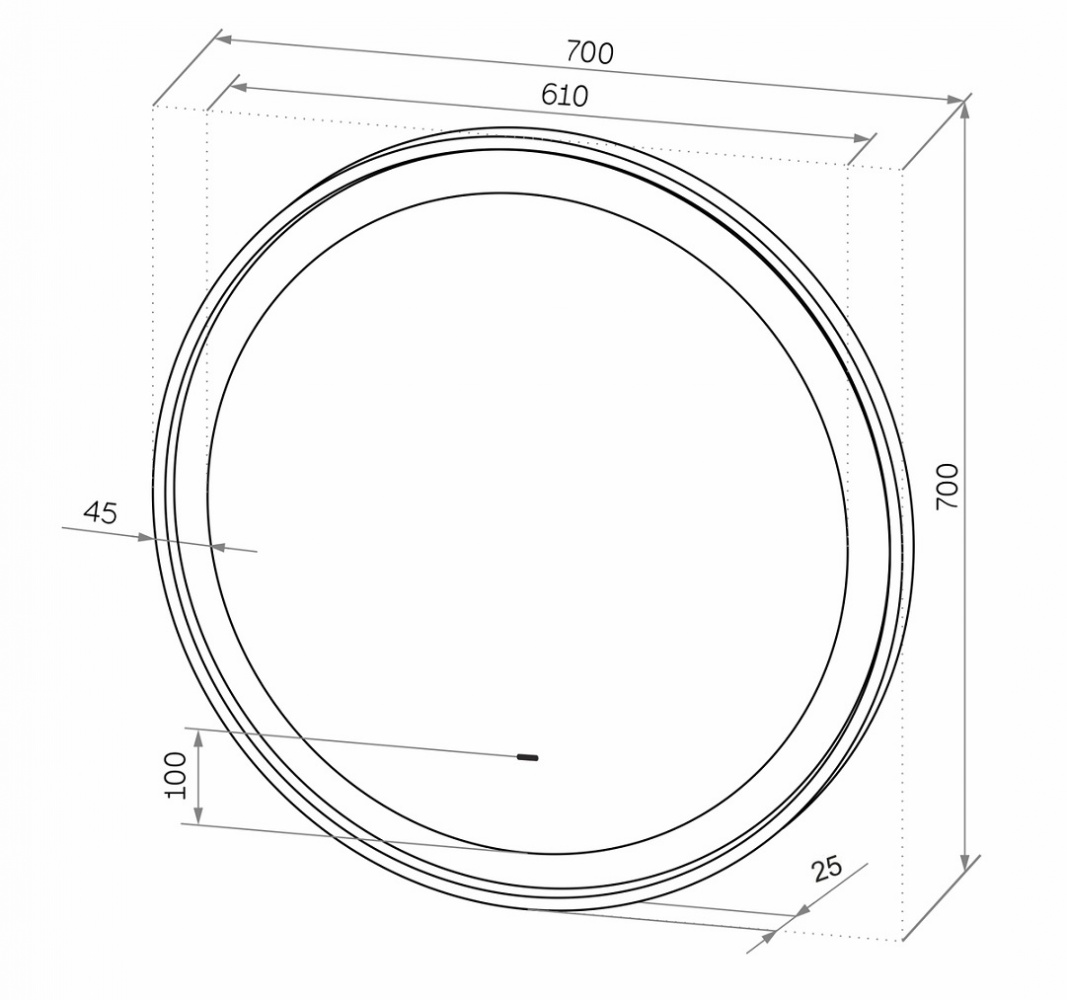 Зеркало Континент Planet Black LED 70x70 см с подсветкой ЗЛП1188