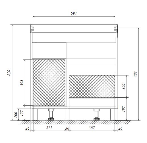 Тумба с раковиной 1MarKa Cube 75 см, 2 ящика, белый