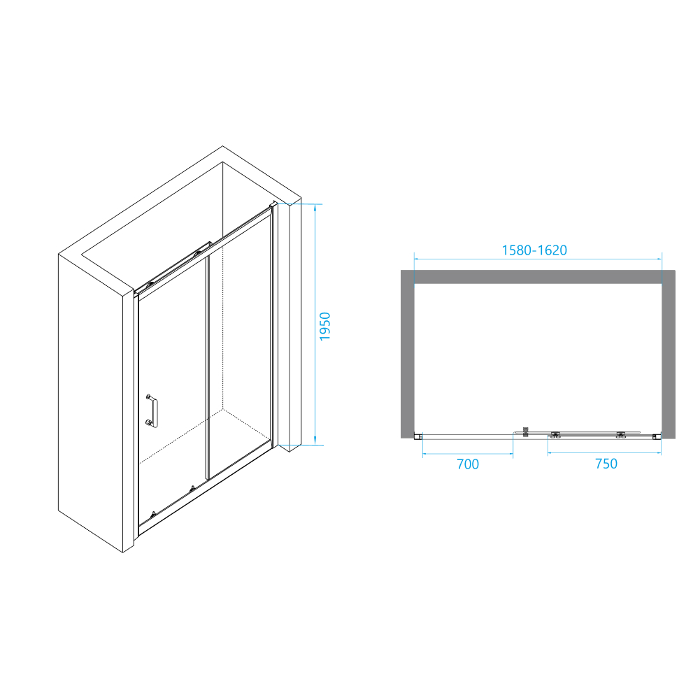 Душевая дверь RGW Passage PA-14B 160x195, прозрачное стекло, черный