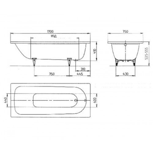 Стальная ванна Kaldewei Saniform Plus 373-1 170x75 anti-slip+easy-clean