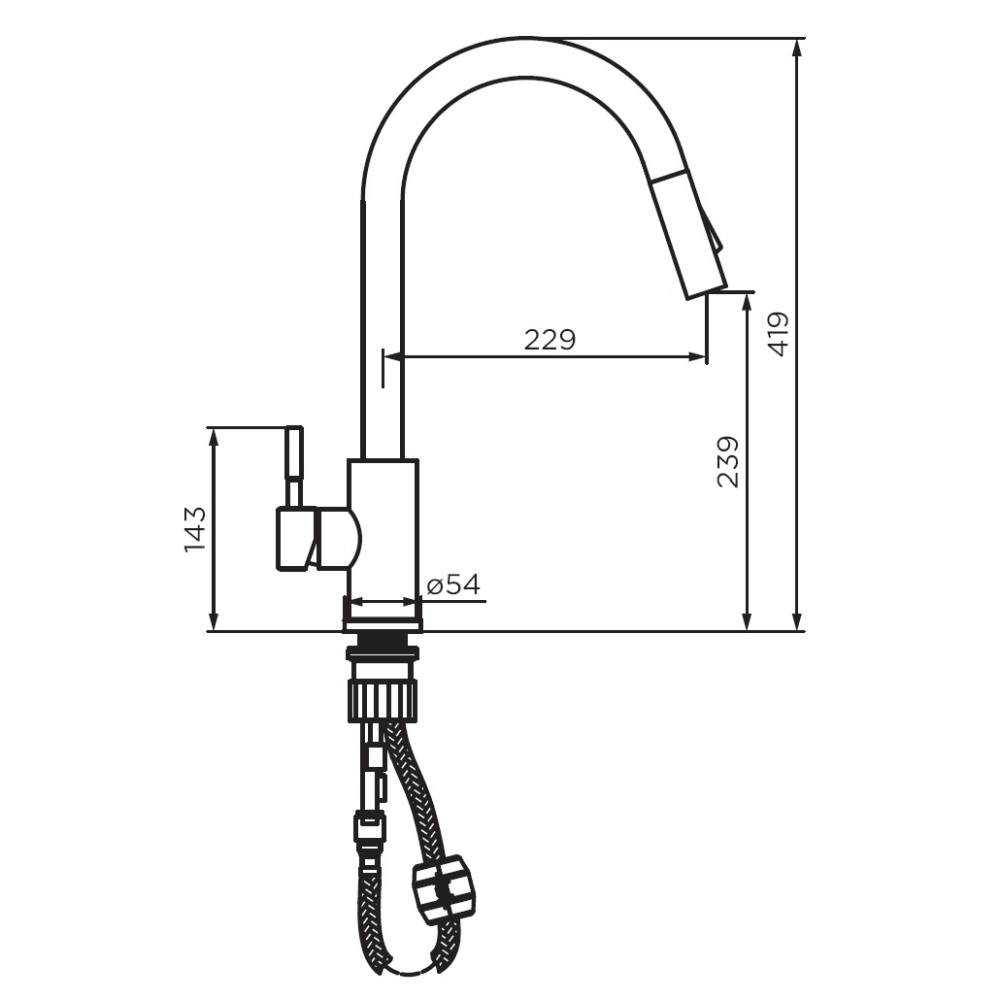 Смеситель для кухни Dorff Logic D3007533 с вытяжным изливом, белый матовый