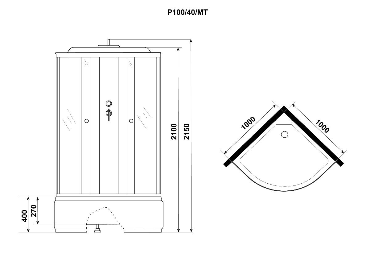 Душевая кабина Niagara Promo P100/40/MT 100x100 стекло матовое, без г/м
