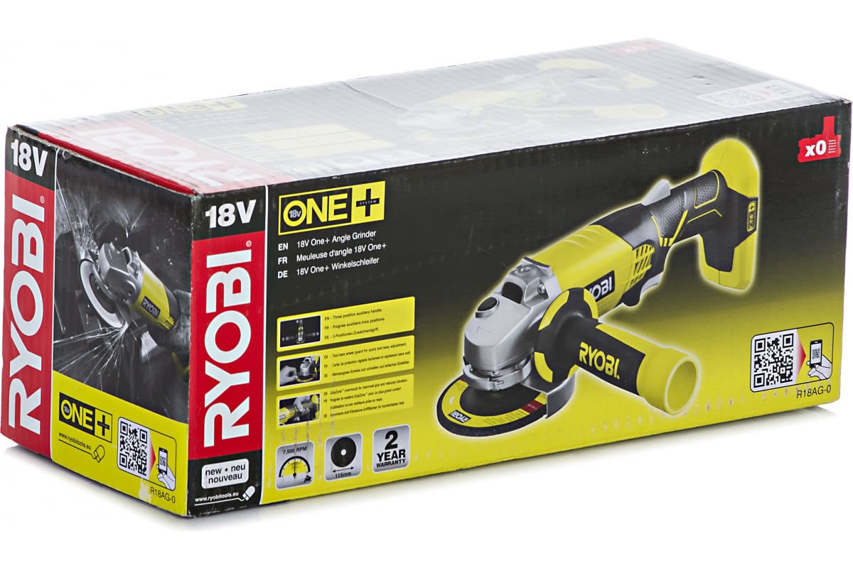 Аккумуляторная угловая шлифмашина Ryobi ONE+ R18AG-0 5133001903