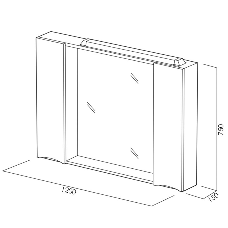 Зеркальный шкаф BelBagno MARINO-SPC-1200/750-2A-BL-P 120 см, Bianco Lucido