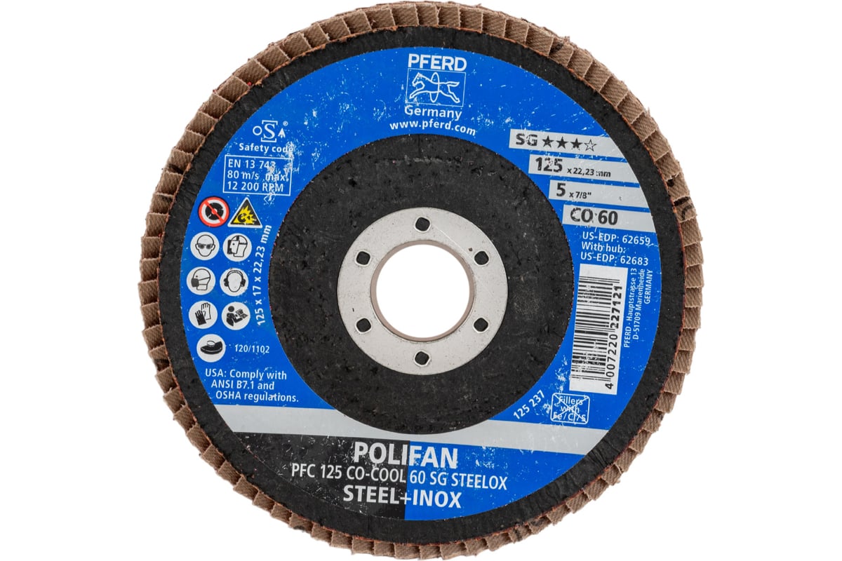 Круг шлифовальный лепестковый PFC 125 CO-COOL 60 SG STEELOX PFERD 67760625