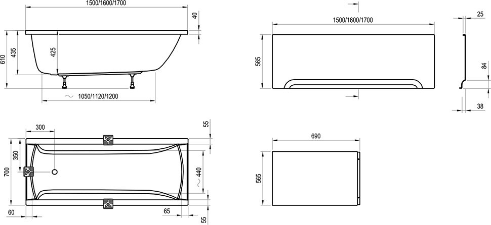 Акриловая ванна Ravak Classic 170x70 см C541000000