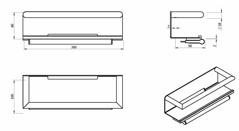 Полка Black&White SN-2351 со стеклоочистителем