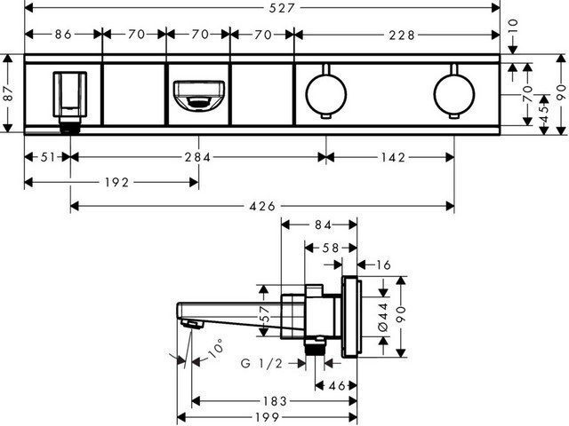 Смеситель для ванны Hansgrohe RainSelect 15359600 с термостатом, черный/хром