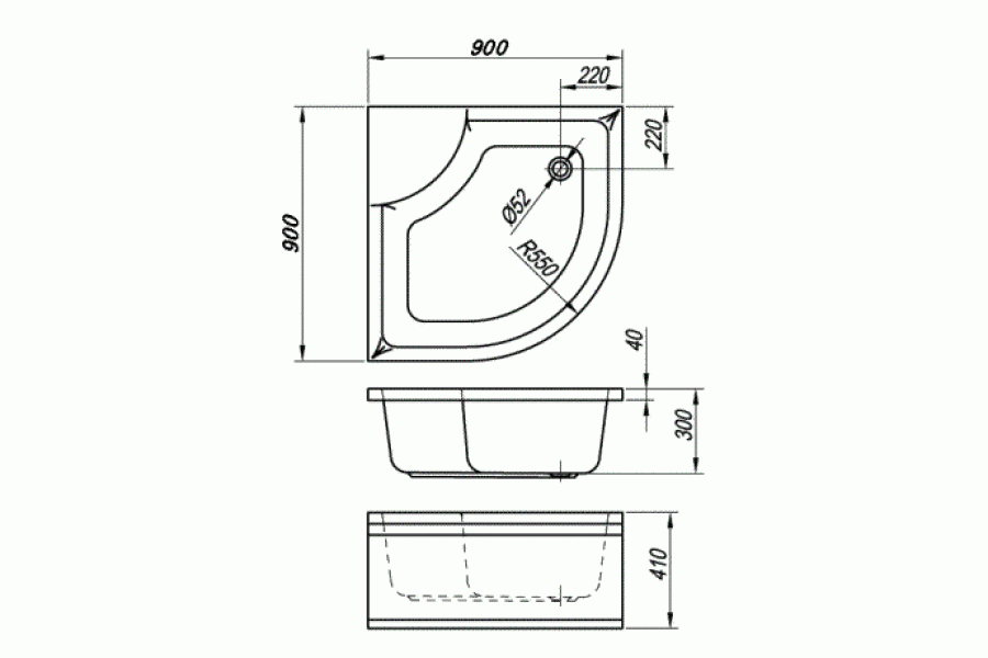 Поддон для душа Kolpa-San Quat Dixie 90x90