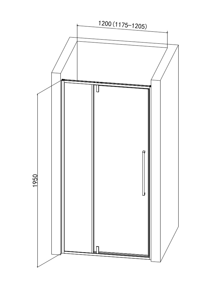 Душевая дверь AQUAme AQM7108-2-12 120x195, прозрачное, черный