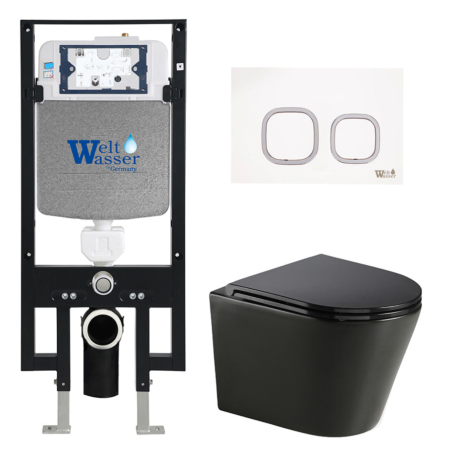 Комплект Weltwasser 10000011056 унитаз Salzbach 041 MT-BL + инсталляция + кнопка Amberg RD-WT
