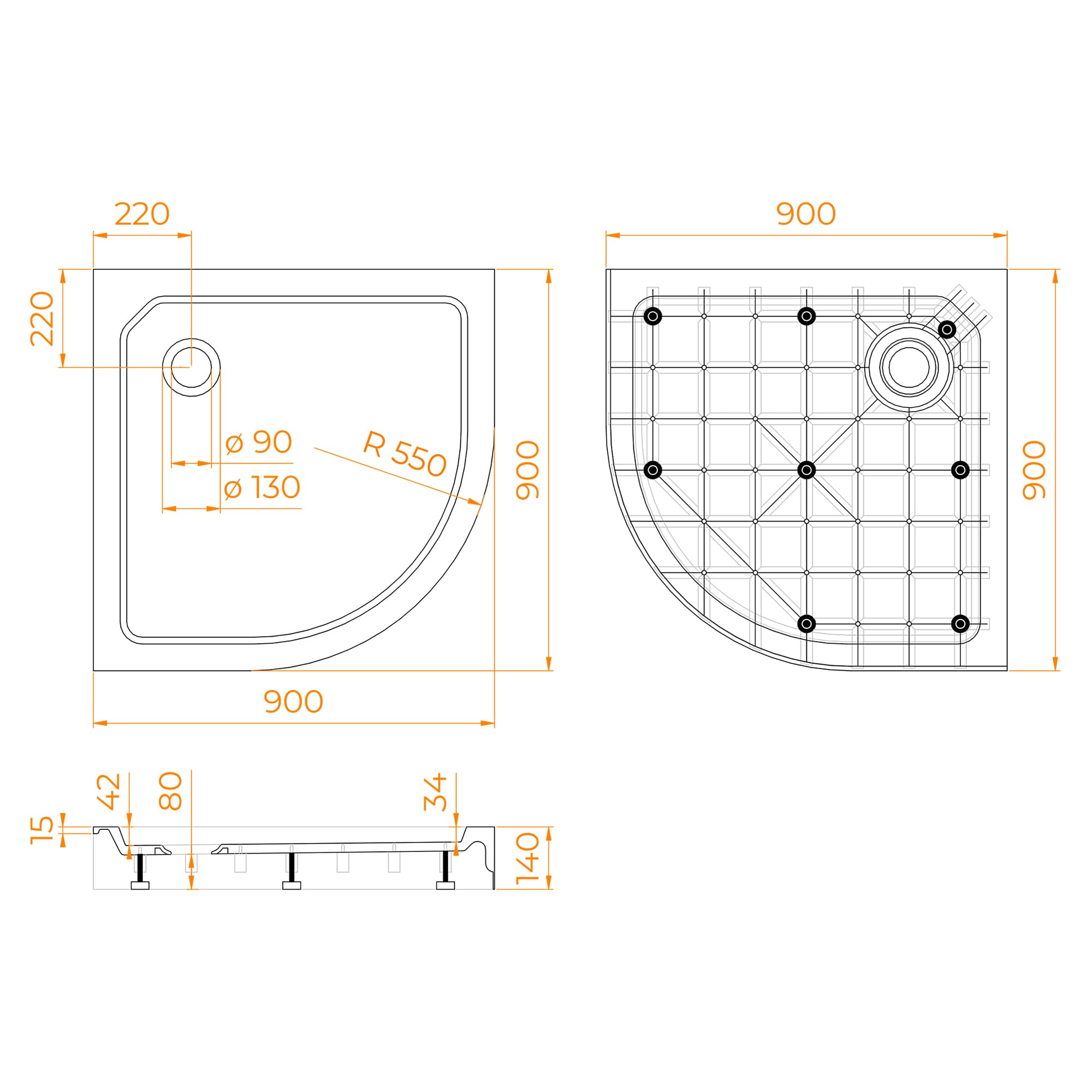 Поддон для душа RGW SMC/R-C 90x90 стеклопластик, белый 12350499-01