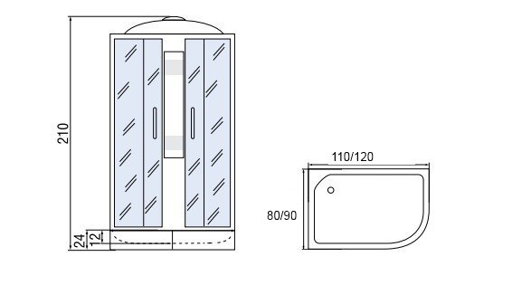 Душевая кабина Мономах 120/80/24 МЗ 120x80 хром, с рисунком, L