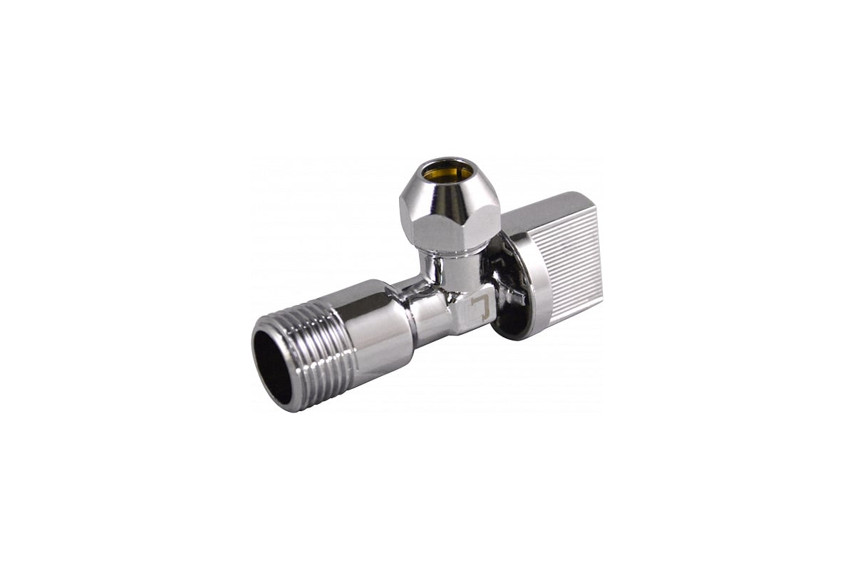 Шаровой угловой кран для воды СТМ 1/2"х3/8", ш/ш, с цангой и отражателем бабочка, хром CACR1238