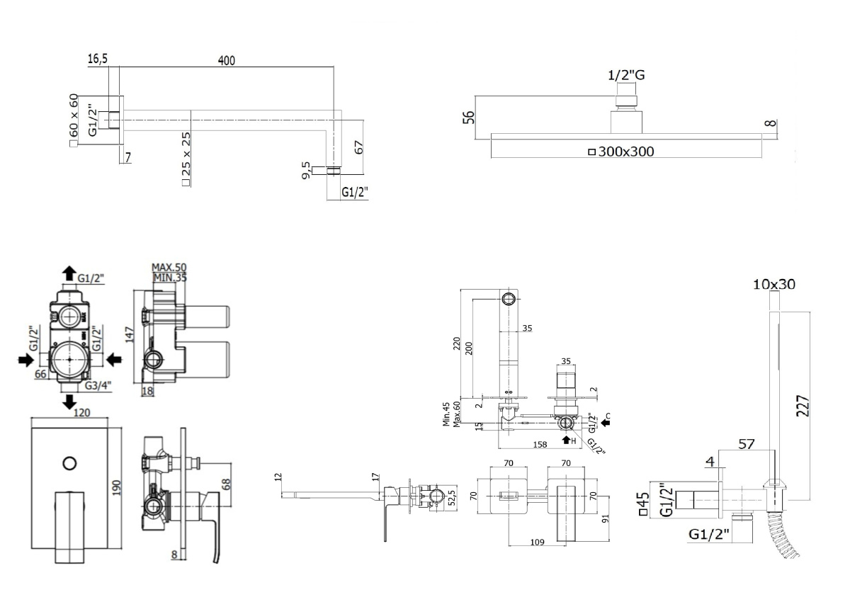 Душевой набор Paffoni Elle KITEL015CR105KING душ 30 см, хром