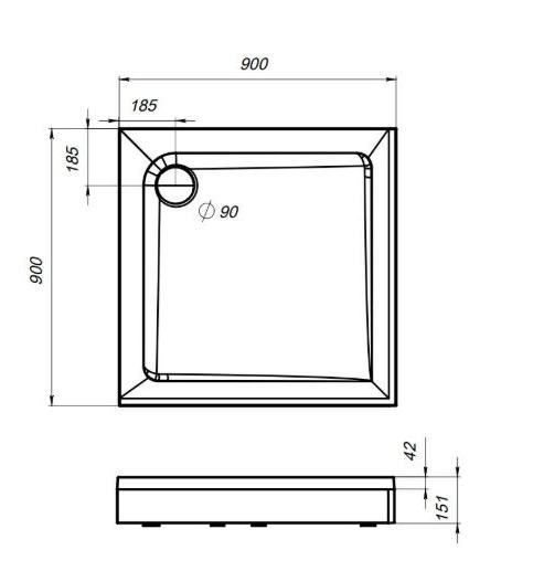Поддон для душа Am.Pm Gem W90T-403-090W 90x90 белый