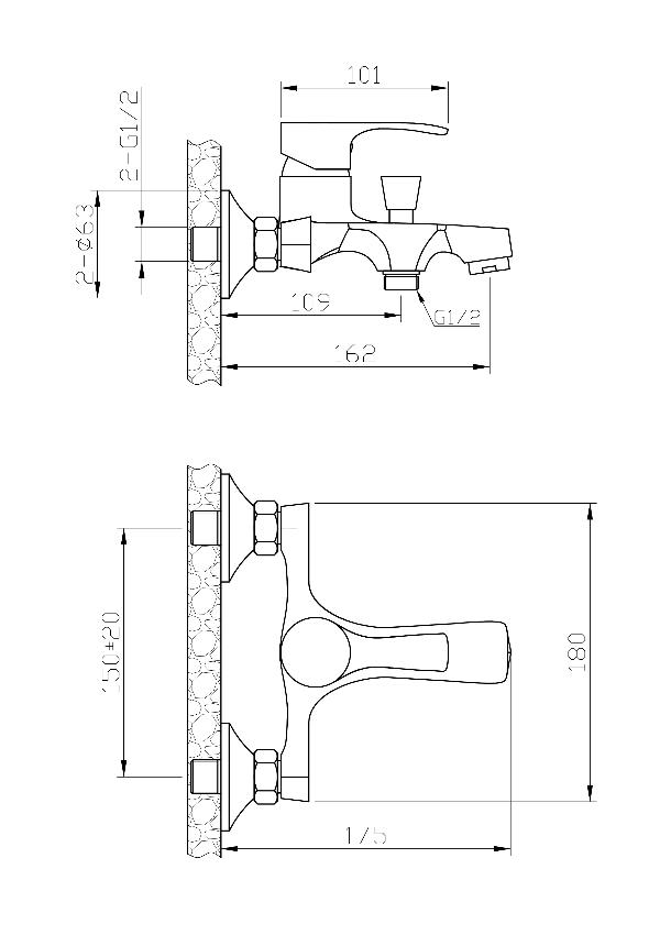 Смеситель для ванны Agger Fine A1110000