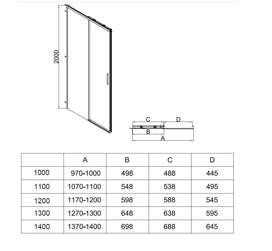 Душевая дверь Vincea Софт 2 (Soft 2) VDS-3SO2110CLG 110x200 брашированное золото, прозрачная