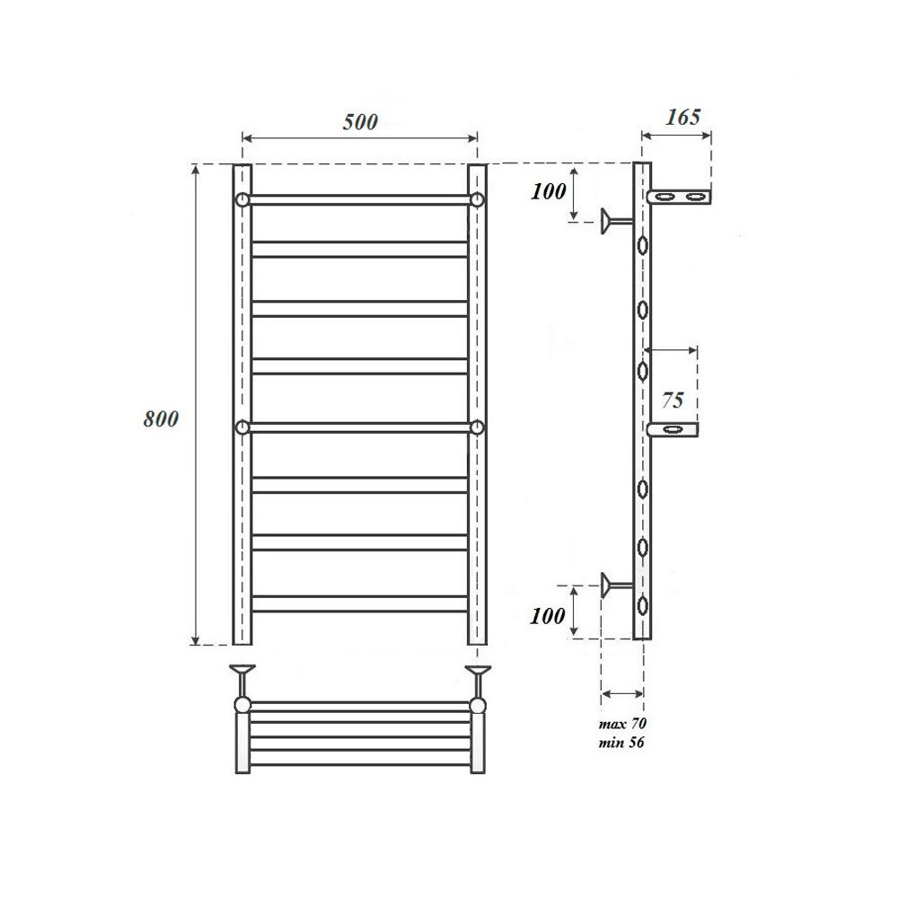 Полотенцесушитель электрический Point Артемида PN14158PE П6 50x80 c 2 полками, хром