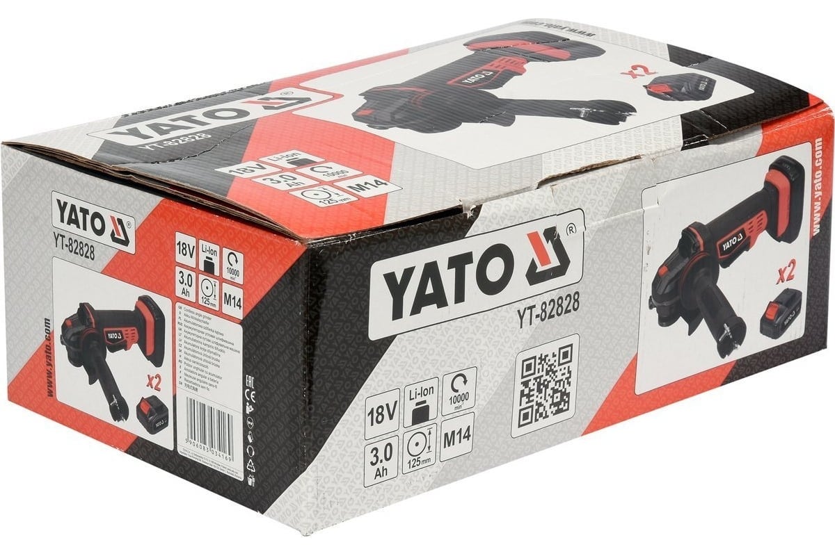 Аккумуляторная углошлифмашина Yato 18 В + 2 аккумулятора YT-82828