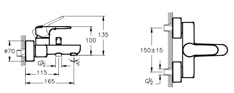 Смеситель для ванны Vitra Root Round A42725EXP хром