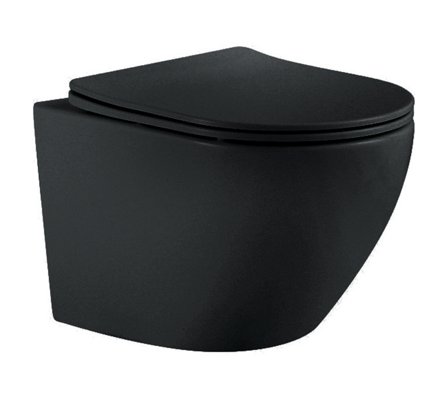 Подвесной унитаз SET Aquatek Европа MB-017 4в1, кнопка черный матовый
