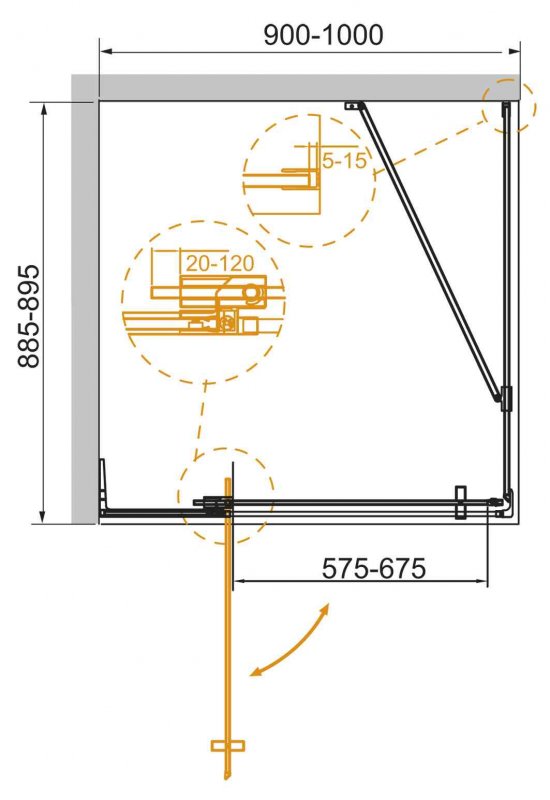 Душевой уголок Cezares Slider SLIDER-AH-1-90-90/100-BR-NERO 90x90/100 бронза, черный