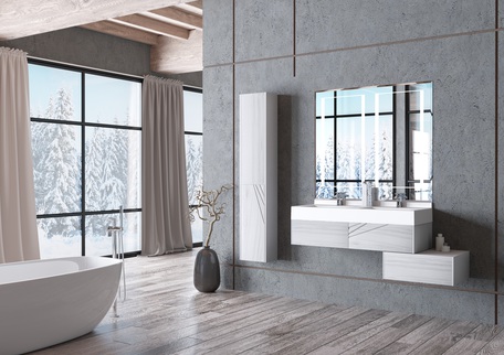 Мебель для ванной Акватон Сакура 120 см, ольха наварра, белый глянец