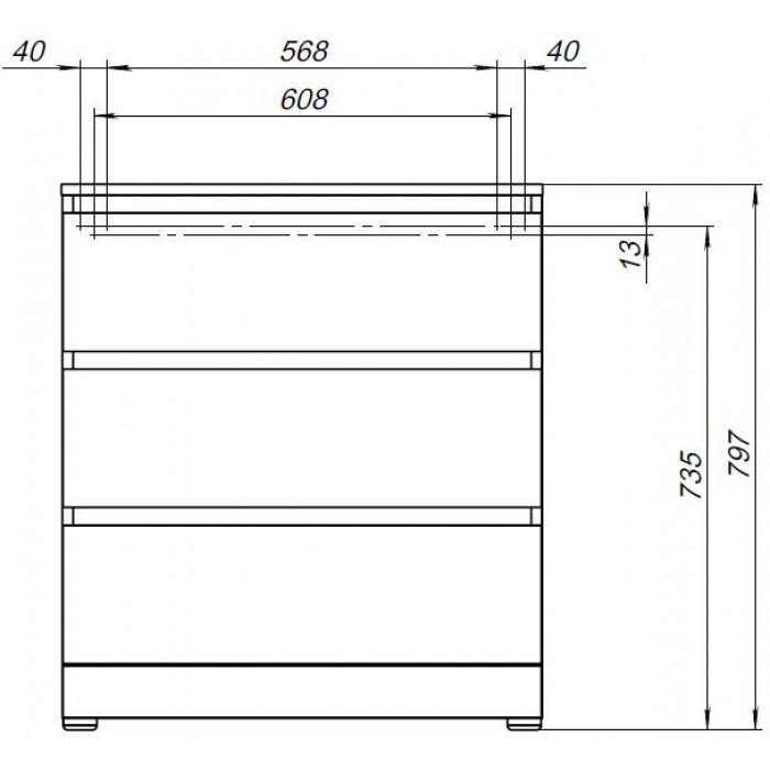 Комод Aquanet Сканди 70 см 3 ящика, дуб эдгрейн 00302549