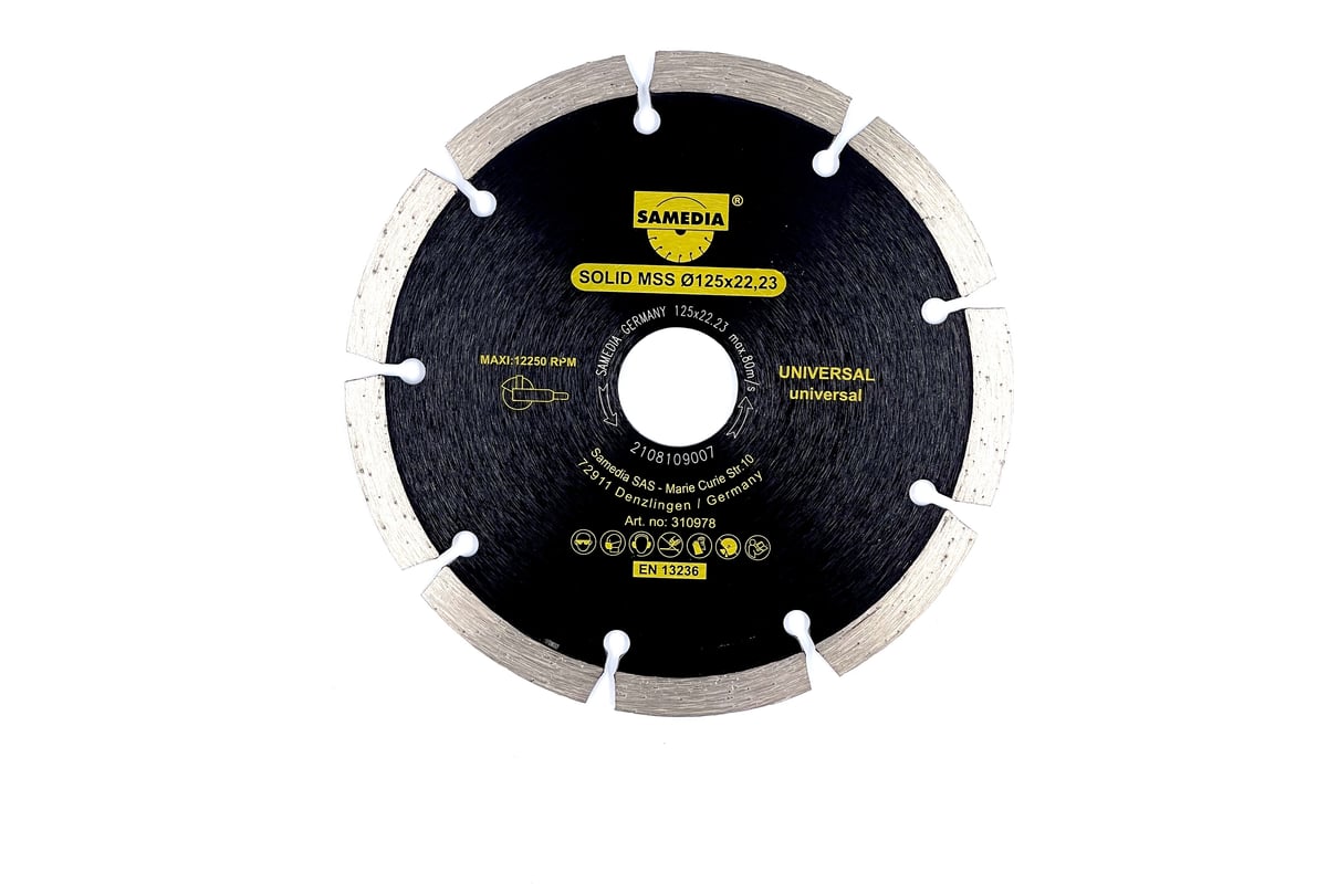 Диск алмазный универсальный SOLID MSS 125x22.23 мм, 9 сегментов SAMEDIA 310978
