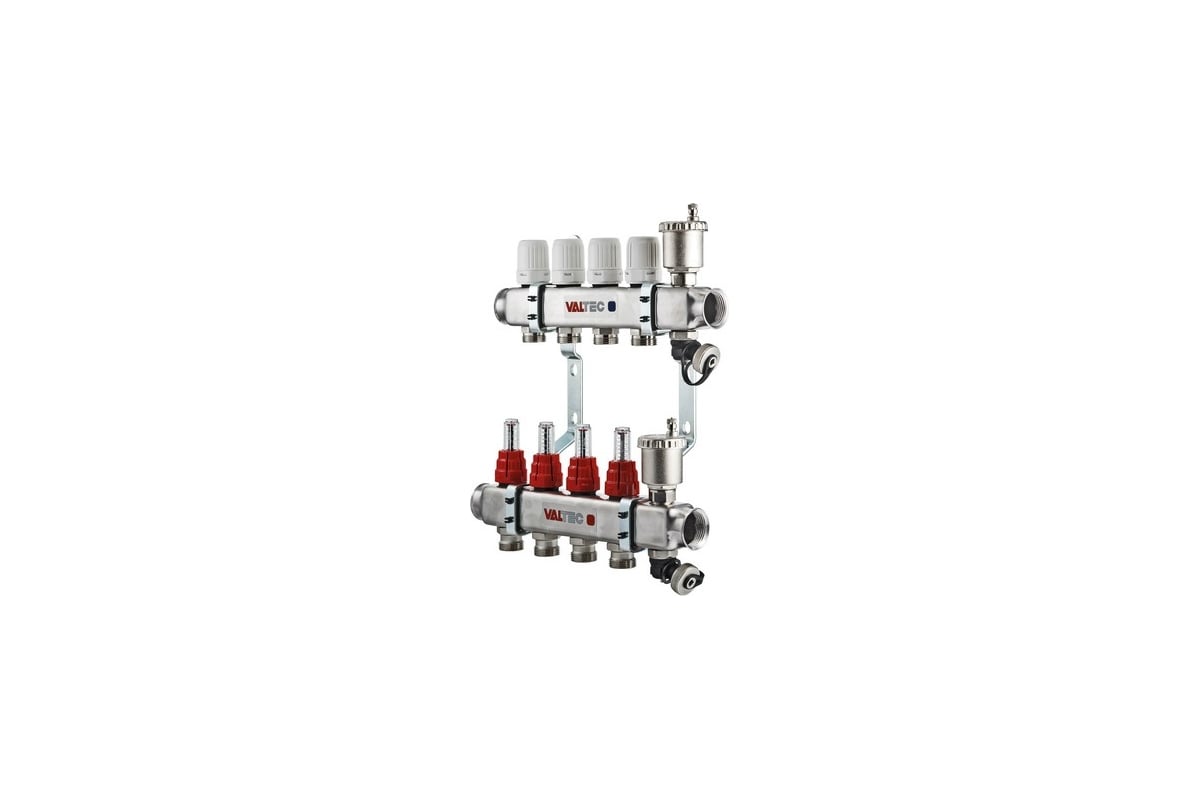 Латунный коллектор COMAP 1" с расходомерами, петли 3/4" НР Евроконус, с балансировочными вентилями, 11 петли C311021001
