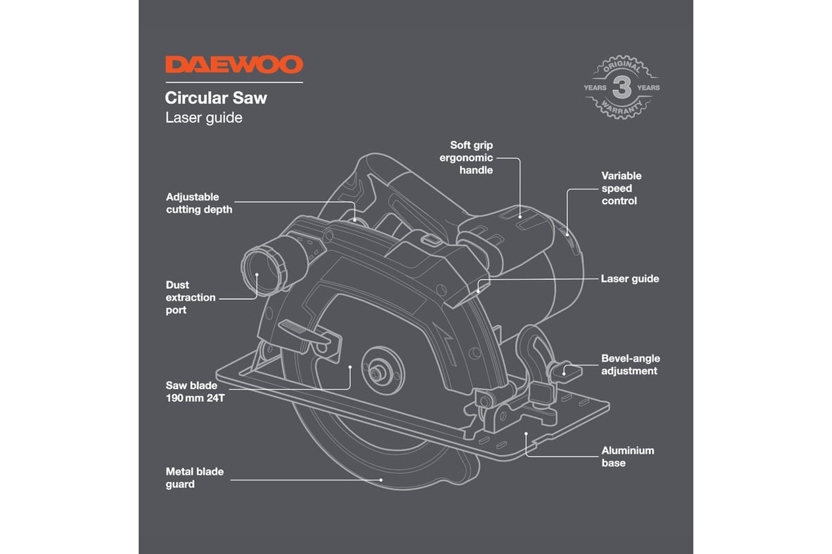 Дисковая пила Daewoo DAS 1600-190L DAS 1600-190L