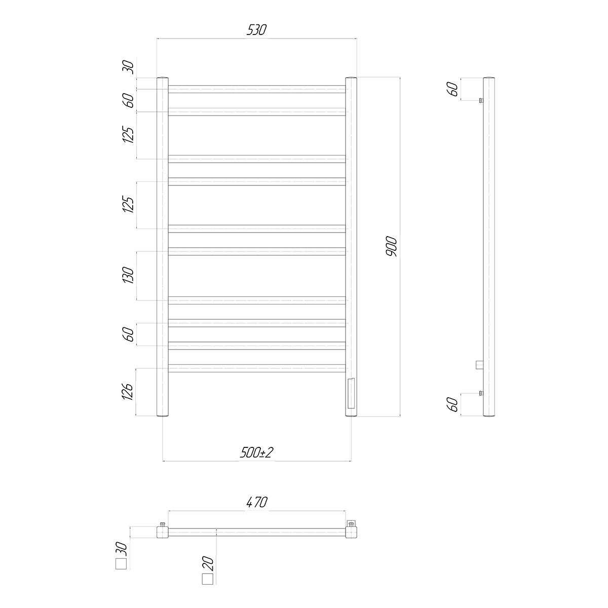 Полотенцесушитель электрический Lemark Unit LM45910Z П10 50x90