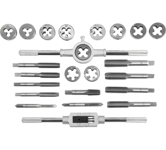 Набор метчиков и плашек AV Steel 24 предметов, 1/4"-1/2", в металлическом кейсе AV-921209