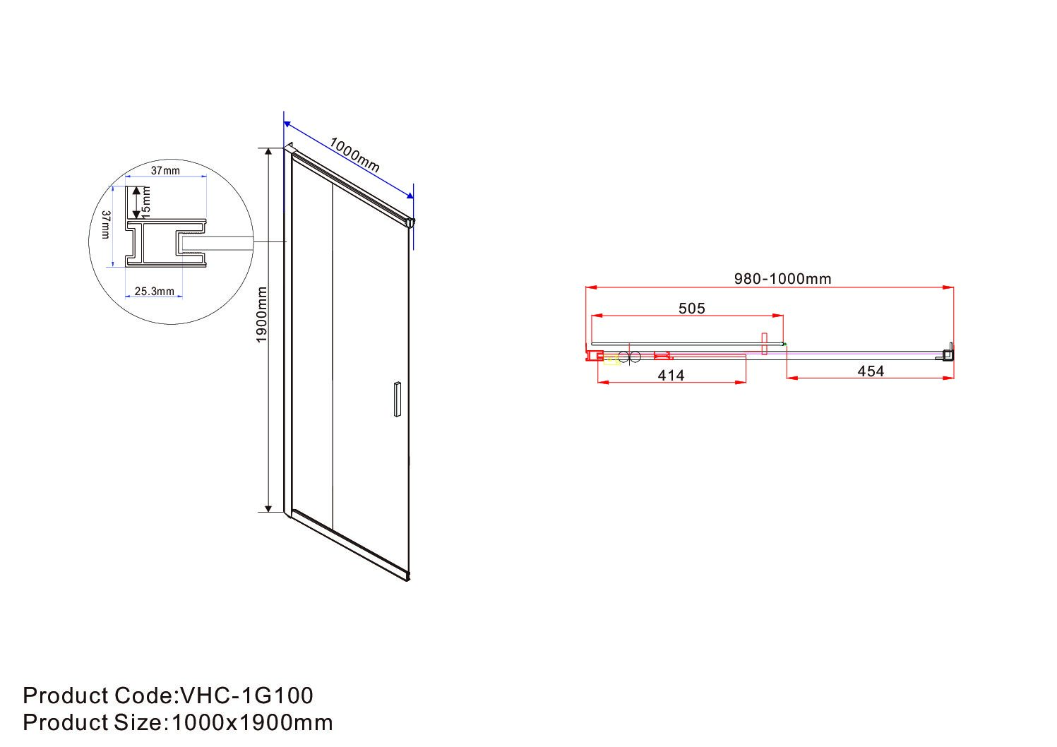 Душевой уголок Vincea Garda VSS-1G8010CLG 100x80 брашированное золото, прозрачный