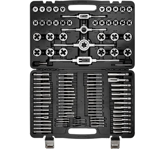 Набор метчиков и плашек метрический 110 предметов Forcekraft FK-B110-1(60358)