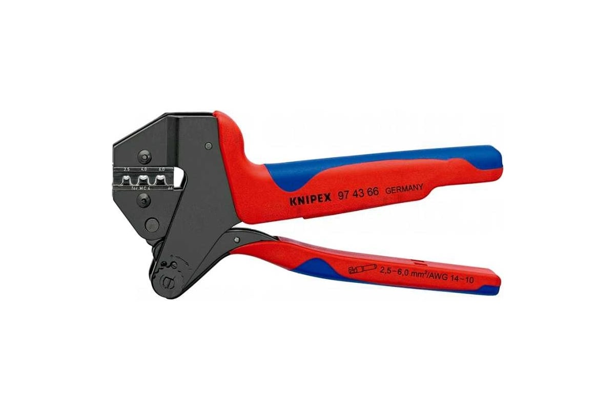 Системные пресс-клещи Knipex 3 гнезда, штекеры solar mc 4, multi-contact, 2.5-4.0-6.0 мм2 KN-974366