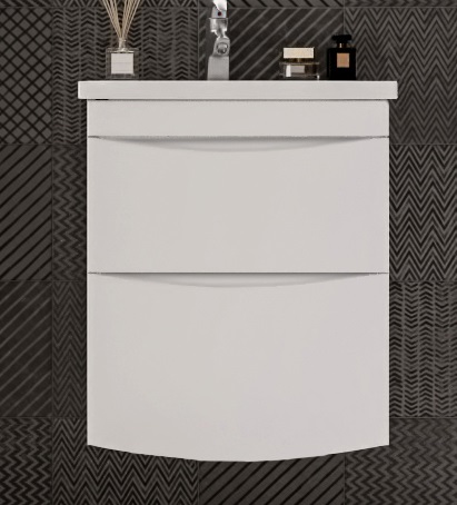 Мебель для ванной Бриклаер Вега 60 см 2 ящика, белый глянец