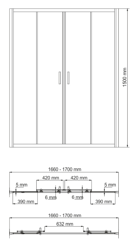Шторка для ванны WasserKRAFT Amper 29S02-170 170х150