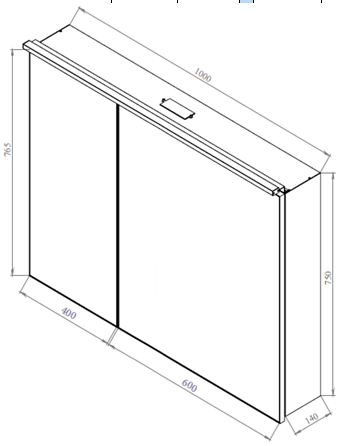 Зеркальный шкаф De Aqua Алюминиум 100 см, с подсветкой
