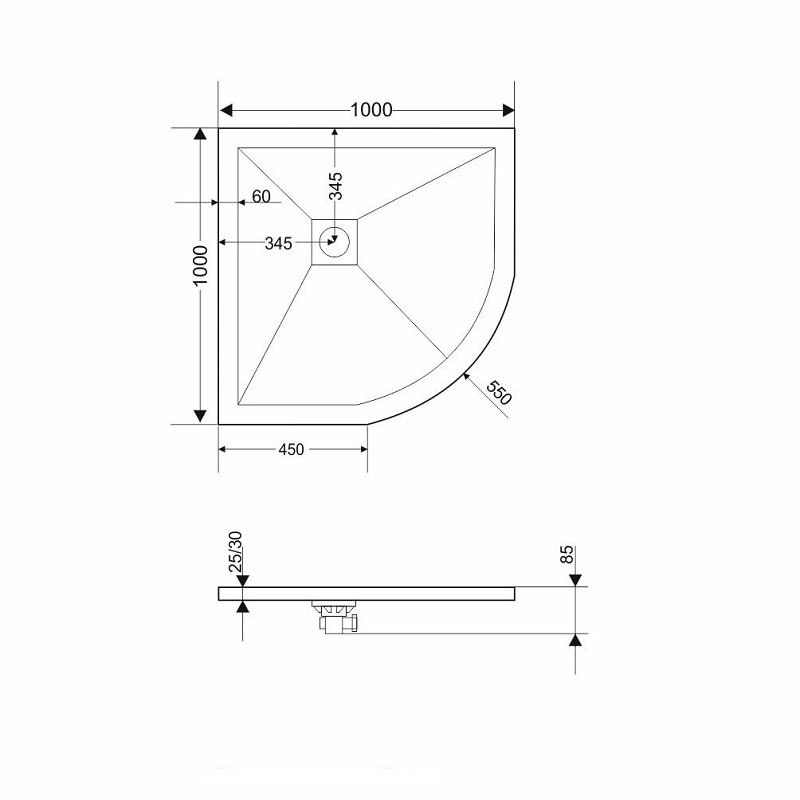 Поддон для душа Grossman Strong GR-S2100100 100x100 графит