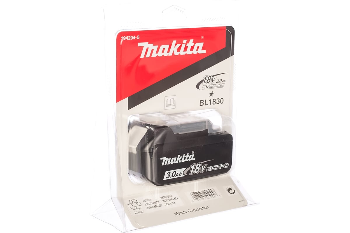 Аккумулятор Li-ion (18 В; 3 А*ч) для аккумуляторных инструментов BL1830 Makita 194204-5
