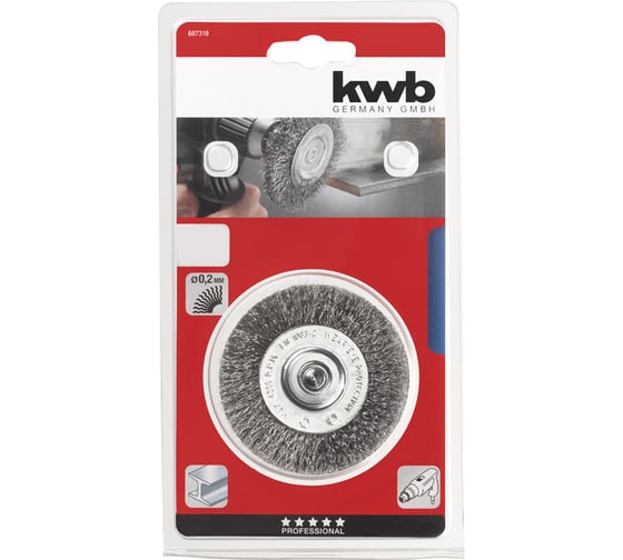 Щетка плоская (100 мм; хвостовик 6 мм; тонкая) KWB 6074-10