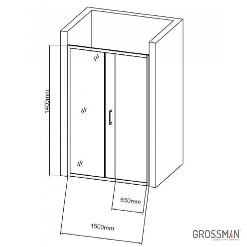 Шторка для ванны Grossman GR-150/2 150х140 прозрачное