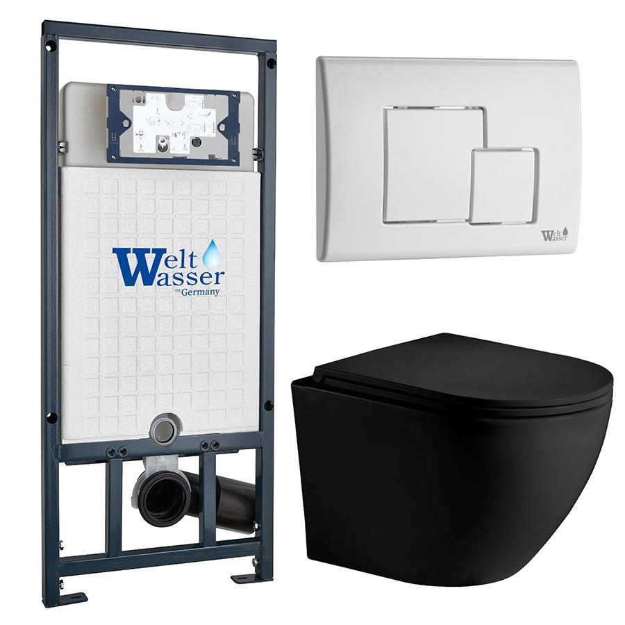 Комплект Weltwasser 10000010844 унитаз Merzbach 041 MT-BL + инсталляция Marberg 507 + кнопка Mar 507 SE GL-WT