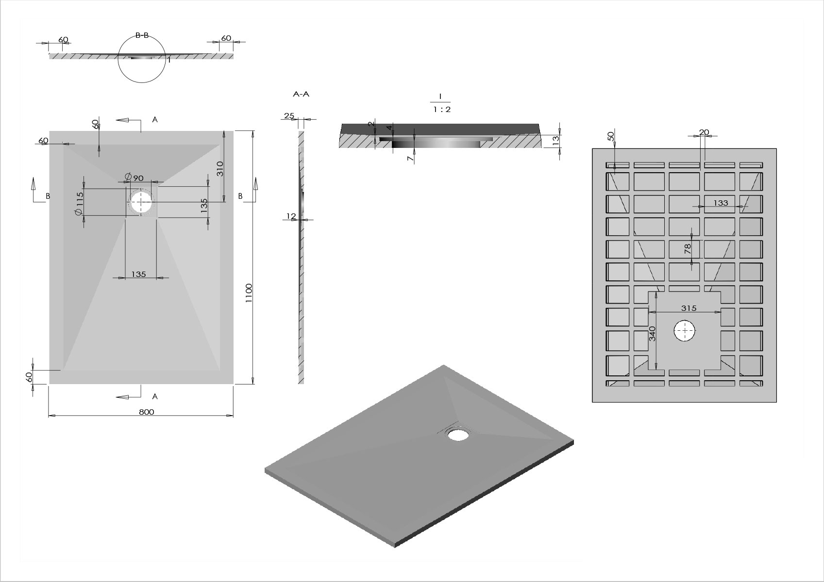 Поддон для душа Vincea VST-4SR8011A 110x80 антрацит