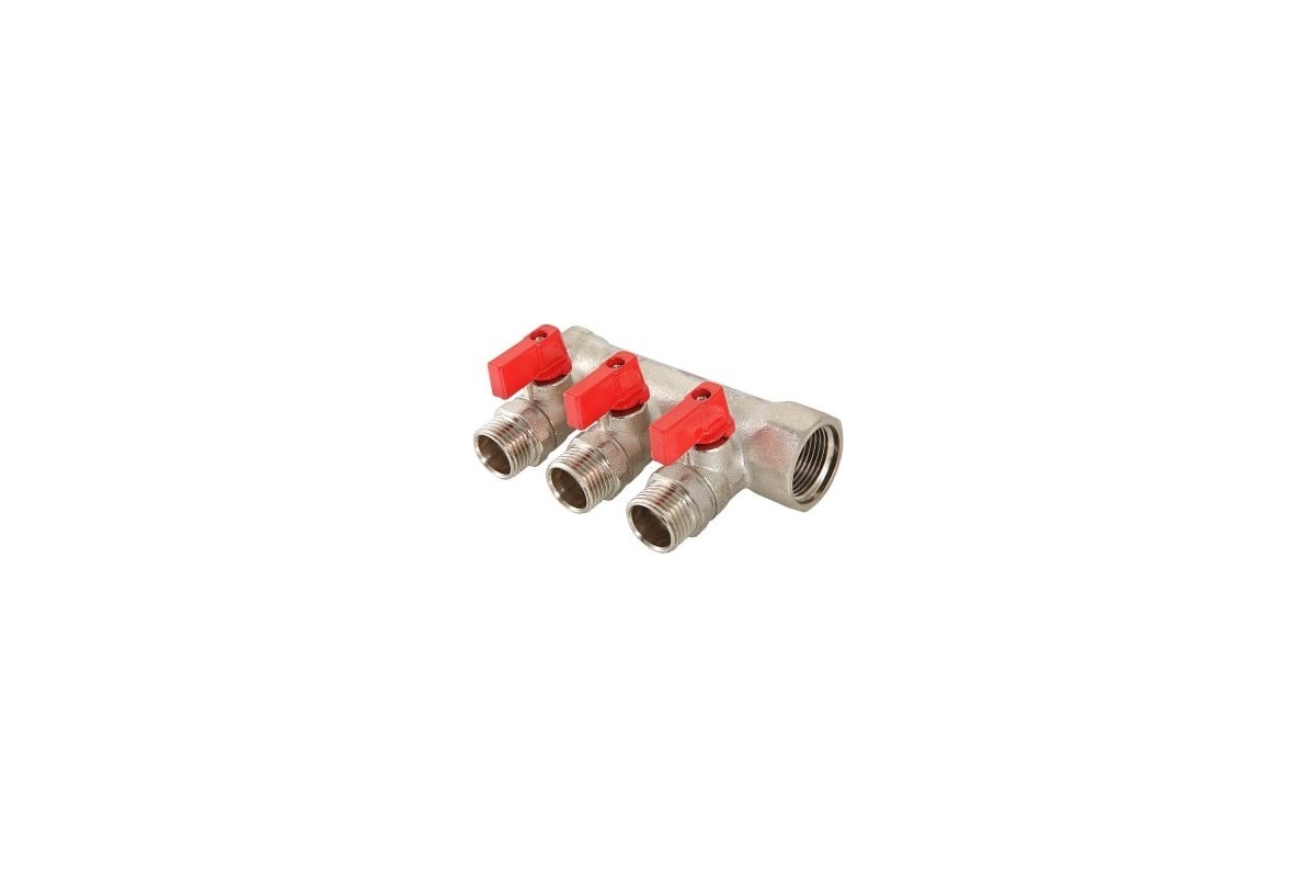 Комплект Valtec _18 VI7 Коллектор с отсекающими кранами, 1x3 вых. 1/2 нар. VTc.580.N.0603 + Адаптер д/коллектора /конус-плоскость/ 1/2 VTc.701.N.04 VT.VI7.K18.5800603.701