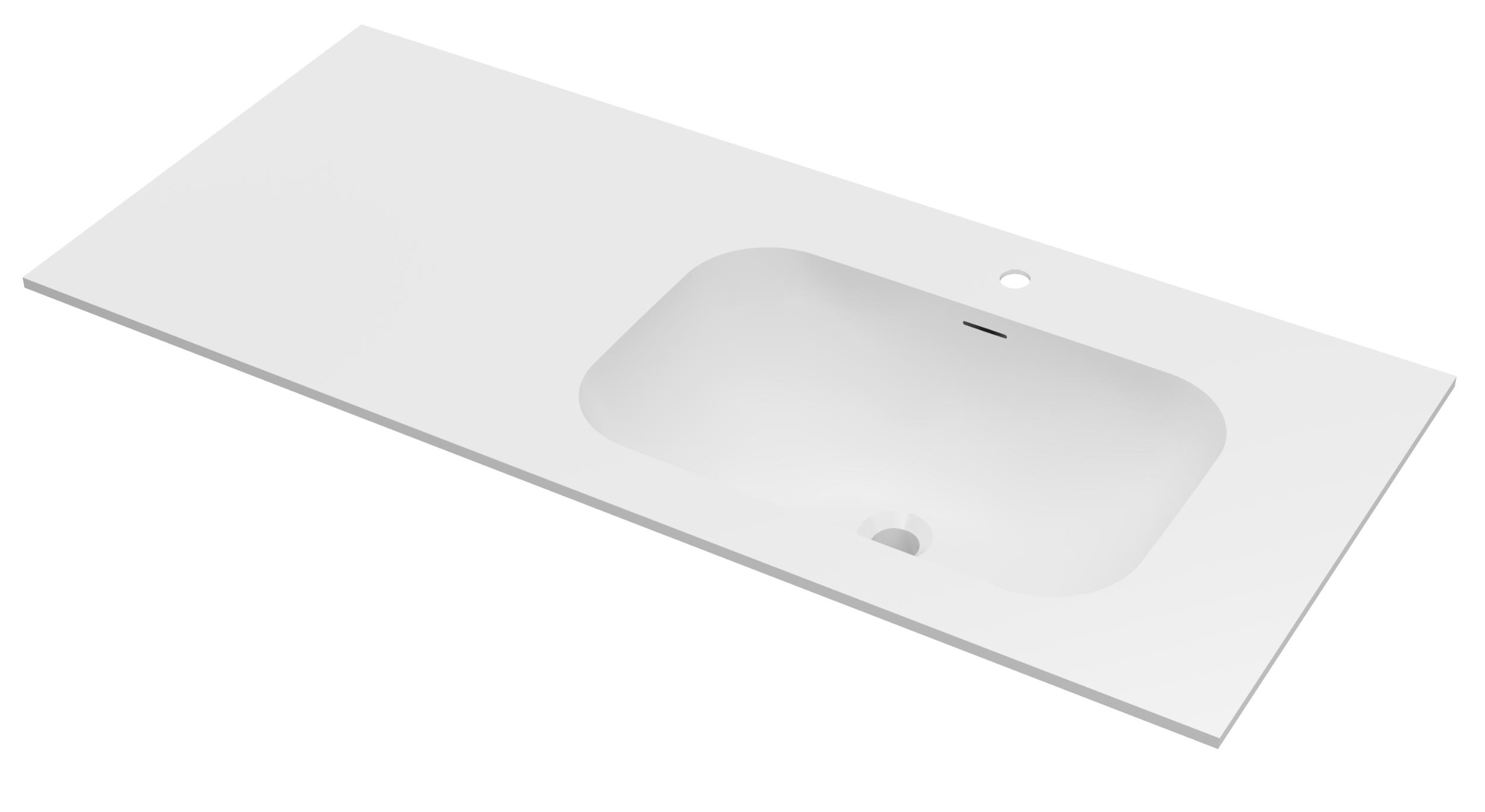 Раковина Vincea Elise 120 см Corian, белый матовый, правая VCB-4EL120MW-R